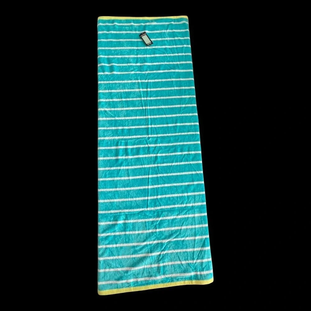 Nautica‎ Beach Towel Teal White Striped 100% Cotton Brand New NWT Nautical